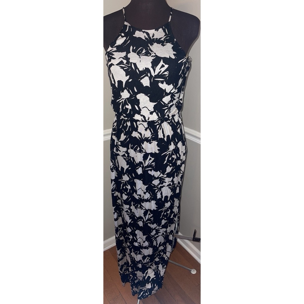 Lush Maxi Women's Boho Soft High Neck Strappy Summer Dress‎ Size Small Island